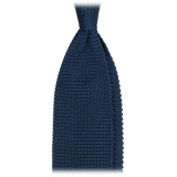 Viola Milano - Knitted Limited Label V-End Silk Tie - Sea - Handmade in Italy - Luxury Exclusive Collection