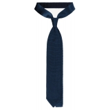 Viola Milano - Knitted Limited Label V-End Silk Tie - Sea - Handmade in Italy - Luxury Exclusive Collection