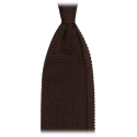 Viola Milano - Knitted Limited Label V-End Silk Tie - Brown - Handmade in Italy - Luxury Exclusive Collection