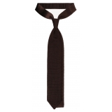 Viola Milano - Knitted Limited Label V-End Silk Tie - Brown - Handmade in Italy - Luxury Exclusive Collection