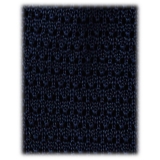 Viola Milano - Knitted Solid V-End Silk Tie - Navy - Handmade in Italy - Luxury Exclusive Collection