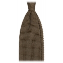 Viola Milano - Knitted Limited Label V-End Silk Tie - Olive - Handmade in Italy - Luxury Exclusive Collection