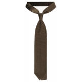 Viola Milano - Knitted Limited Label V-End Silk Tie - Olive - Handmade in Italy - Luxury Exclusive Collection