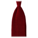 Viola Milano - Knitted Solid V-End Silk Tie - Red - Handmade in Italy - Luxury Exclusive Collection