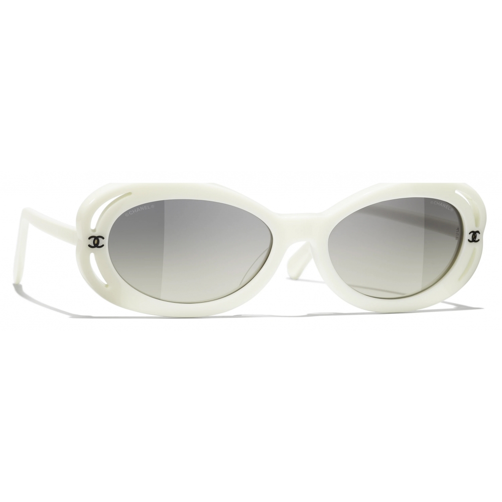 Chanel - Oval Sunglasses - White Gray Gradient - Chanel Eyewear