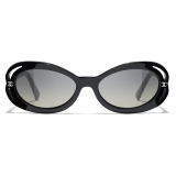 Chanel - Occhiali da Sole Ovali - Nero Grigio Sfumate - Chanel Eyewear