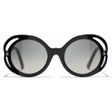 Chanel - Occhiali da Sole Rotondi - Nero Grigio Sfumate - Chanel Eyewear