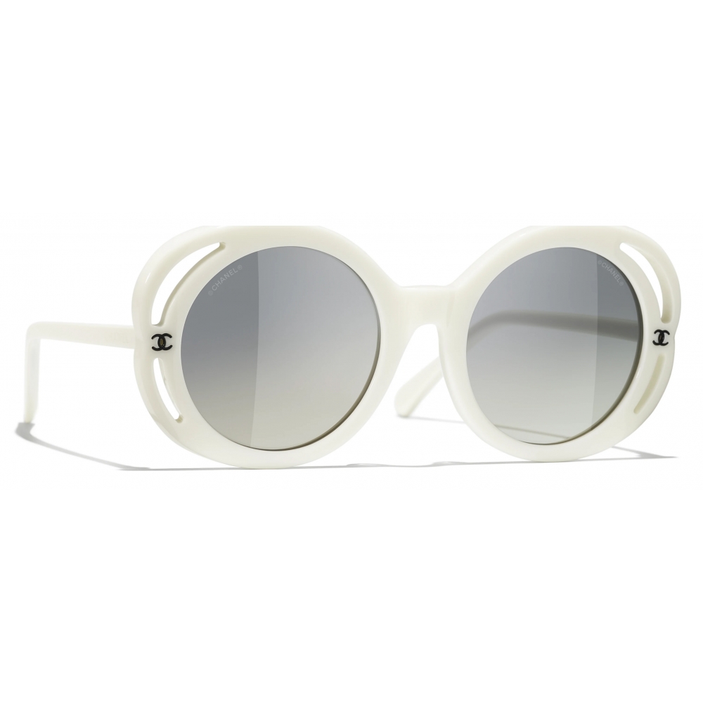 Chanel - Round Sunglasses - White Gray Gradient - Chanel Eyewear - Avvenice