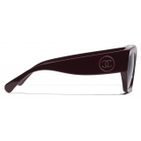 Chanel - Occhiali da Sole Quadrati - Borgogna Grigio Sfumate - Chanel Eyewear
