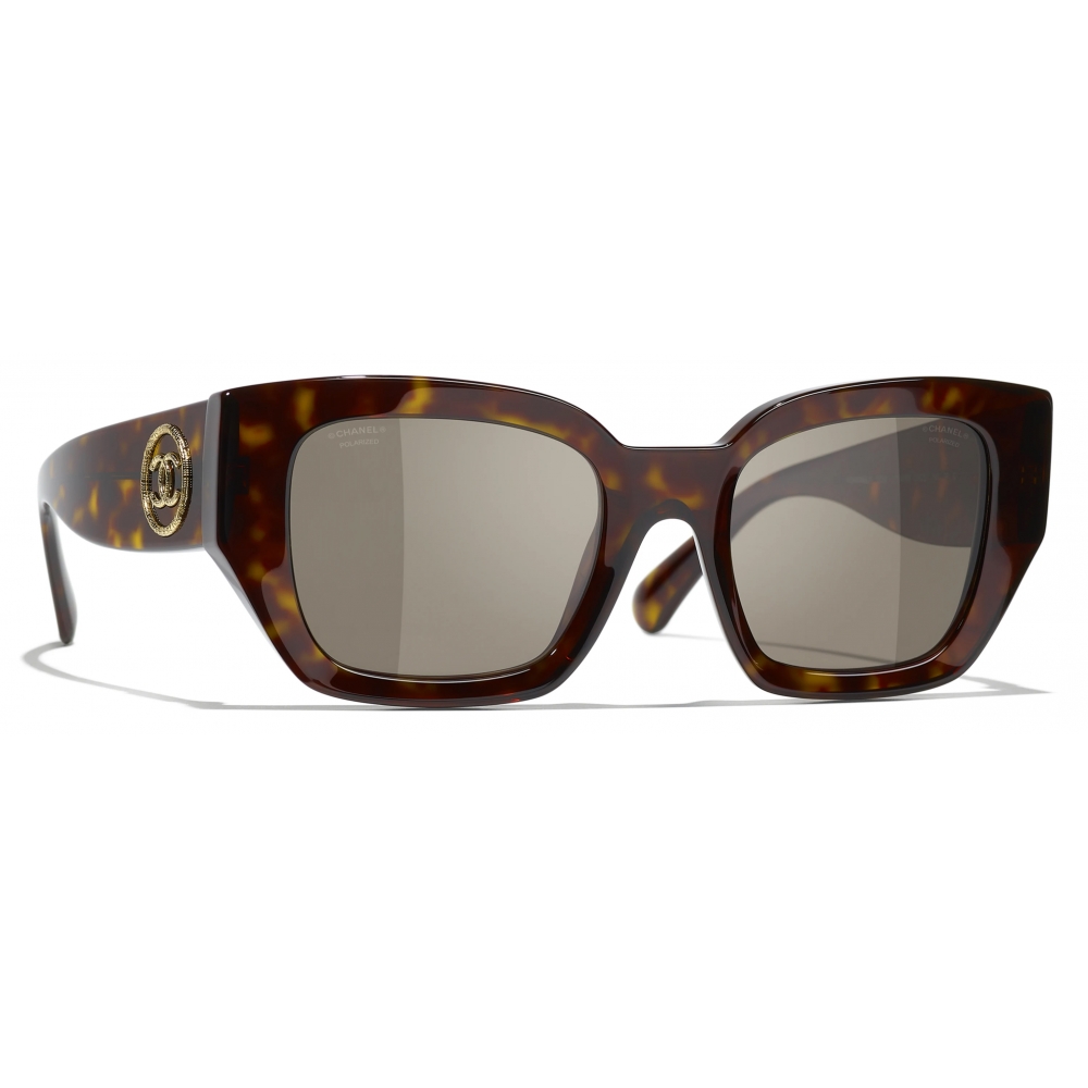 Chanel - Square Sunglasses - Dark Tortoise Brown Polarized - Chanel Eyewear  - Avvenice