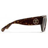 Chanel - Occhiali da Sole Quadrati - Tartaruga Scuro Marrone Polarizzate - Chanel Eyewear