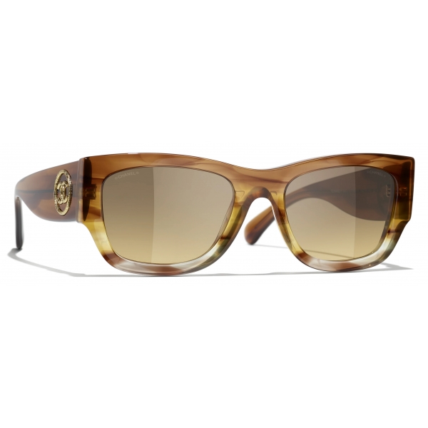 Chanel - Rectangular Sunglasses - Brown Yellow Gradient - Chanel Eyewear