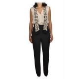 Elisabetta Franchi - Jumpsuit with Top and Straight Trousers - Black/White - Dress - Made in Italy - Luxury Exclusive Collection