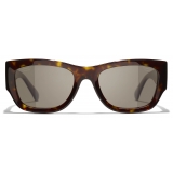 Chanel - Rectangular Sunglasses - Dark Tortoise Brown Polarized - Chanel Eyewear