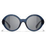 Chanel - Occhiali da Sole Rotondi - Blu Grigio - Chanel Eyewear
