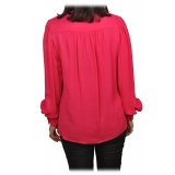 Elisabetta Franchi - Blouse with Gold Chain Detail - Fuchsia - Shirt - Made in Italy - Luxury Exclusive Collection