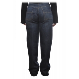 Elisabetta Franchi - Palazzo Jeans with Flap Pockets - Blue - Trousers - Made in Italy - Luxury Exclusive Collection