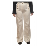 Elisabetta Franchi - Jeans con Dettaglio Passamanerie - Bianco - Pantaloni - Made in Italy - Luxury Exclusive Collection