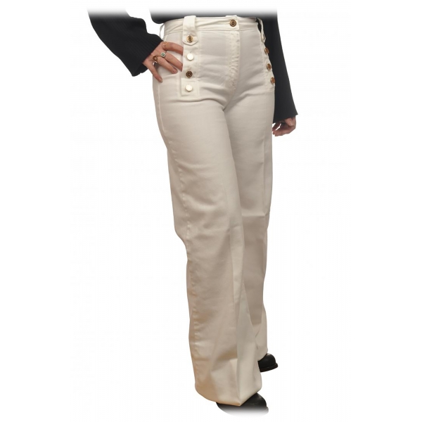 Elisabetta Franchi - Jeans con Dettaglio Passamanerie - Bianco - Pantaloni - Made in Italy - Luxury Exclusive Collection