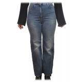 Elisabetta Franchi - Jeans a Palazzo Gamba Dritta - Blu - Pantaloni - Made in Italy - Luxury Exclusive Collection