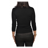 Elisabetta Franchi - Sweater with Gold Chain Detail - Black - Pullover - Made in Italy - Luxury Exclusive Collection
