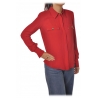 Elisabetta Franchi - Soft Shirt with Stud Detail - Bordeaux - Shirt - Made in Italy - Luxury Exclusive Collection