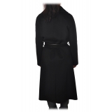 Elisabetta Franchi - Cappotto Oversized con Cintura Logo - Nero - Giacca - Made in Italy - Luxury Exclusive Collection