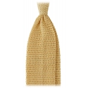 Viola Milano - Knitted Solid V-End Silk Tie - Sunshine - Handmade in Italy - Luxury Exclusive Collection