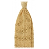 Viola Milano - Knitted Solid V-End Silk Tie - Sunshine - Handmade in Italy - Luxury Exclusive Collection