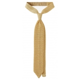 Viola Milano - Knitted Solid V-End Silk Tie - Sunshine - Handmade in Italy - Luxury Exclusive Collection