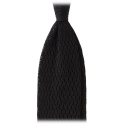 Viola Milano - Knitted Zig Zag Pattern Silk Tie - Black - Handmade in Italy - Luxury Exclusive Collection