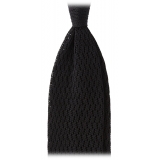 Viola Milano - Knitted Zig Zag Pattern Silk Tie - Black - Handmade in Italy - Luxury Exclusive Collection