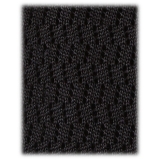 Viola Milano - Knitted Zig Zag Pattern Silk Tie - Black - Handmade in Italy - Luxury Exclusive Collection