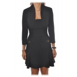Elisabetta Franchi - Slim Fit Jacket Effect Neckline Dress - Black - Dress - Made in Italy - Luxury Exclusive Collection
