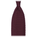 Viola Milano - Knitted Zig Zag Pattern Silk Tie - Burgundy - Handmade in Italy - Luxury Exclusive Collection