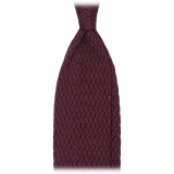 Viola Milano - Knitted Zig Zag Pattern Silk Tie - Burgundy - Handmade in Italy - Luxury Exclusive Collection