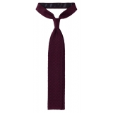 Viola Milano - Knitted Zig Zag Pattern Silk Tie - Burgundy - Handmade in Italy - Luxury Exclusive Collection