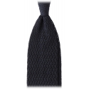 Viola Milano - Knitted Zig Zag Pattern Silk Tie - Charcoal Grey - Handmade in Italy - Luxury Exclusive Collection