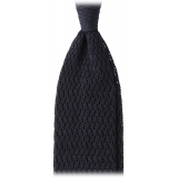 Viola Milano - Knitted Zig Zag Pattern Silk Tie - Charcoal Grey - Handmade in Italy - Luxury Exclusive Collection