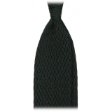 Viola Milano - Knitted Zig Zag Pattern Silk Tie - Forest - Handmade in Italy - Luxury Exclusive Collection