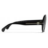 Chanel - Occhiali da Sole Rotondi - Nero Grigio Polarizzate Sfumate - Chanel Eyewear