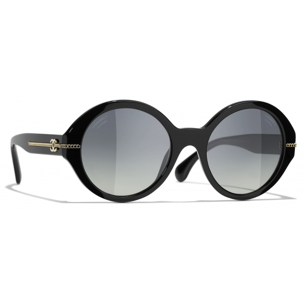 Chanel - Occhiali da Sole Rotondi - Nero Grigio Polarizzate Sfumate - Chanel Eyewear