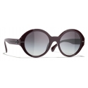 Chanel - Round Sunglasses - Burgundy Gray Gradient - Chanel Eyewear