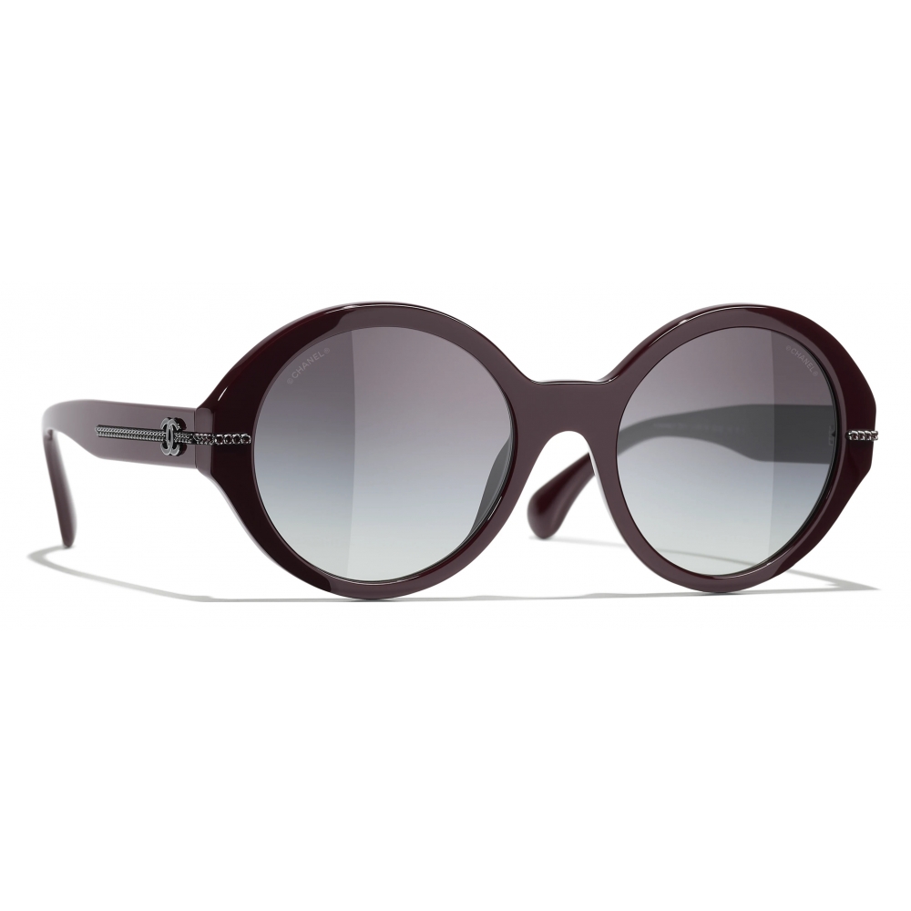 Chanel - Round Sunglasses - Burgundy Gray Gradient - Chanel Eyewear -  Avvenice