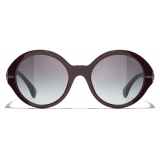 Chanel - Occhiali da Sole Rotondi - Borgogna Grigio Sfumate - Chanel Eyewear