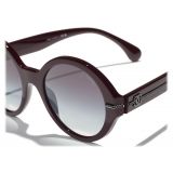 Chanel - Occhiali da Sole Rotondi - Borgogna Grigio Sfumate - Chanel Eyewear