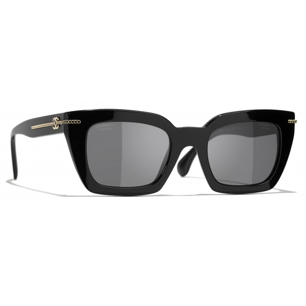 Chanel - Occhiali da Sole Quadrati - Nero Grigio Polarizzate - Chanel Eyewear