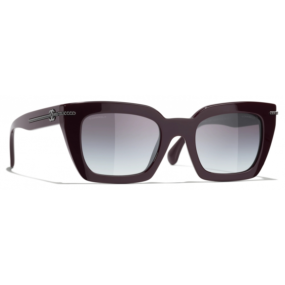 Chanel - Square Sunglasses - Burgundy Gray Gradient - Chanel Eyewear -  Avvenice
