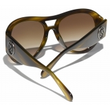 Chanel - Occhiali da Sole Pilota - Tartaruga Marrone Sfumate - Chanel Eyewear