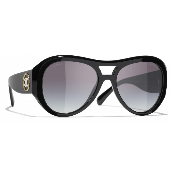 Chanel - Pilot Sunglasses - Black Gray Gradient - Chanel Eyewear